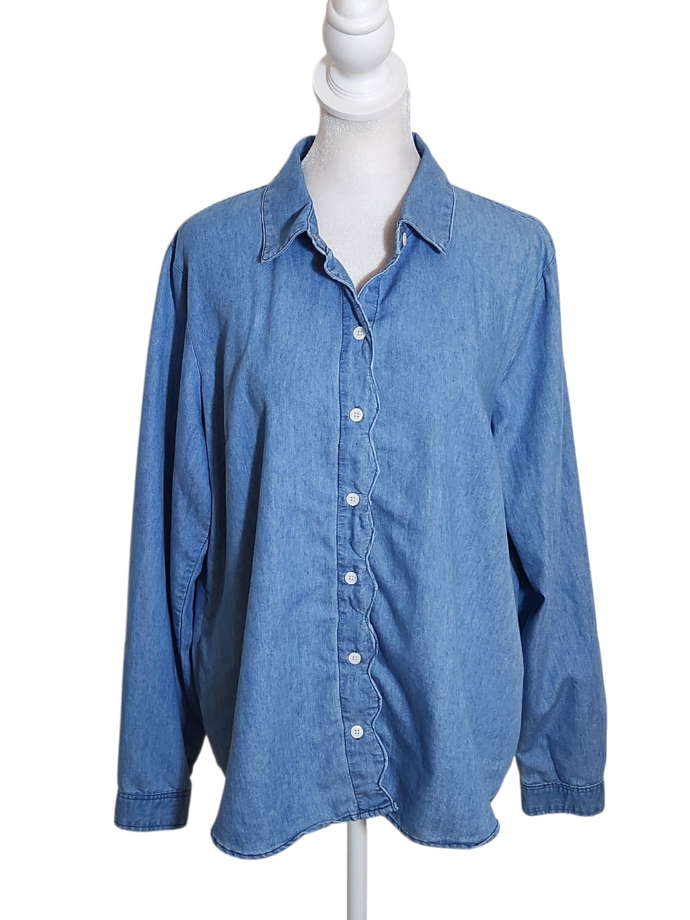 Kim Rogers Chambray Blouse Size Petite Large